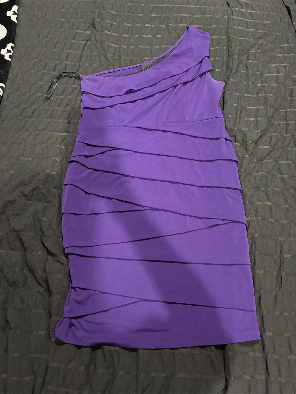 purple tube one shoulder dress